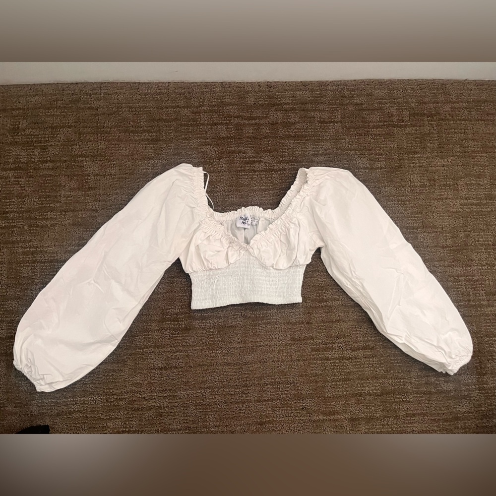 white cropped top